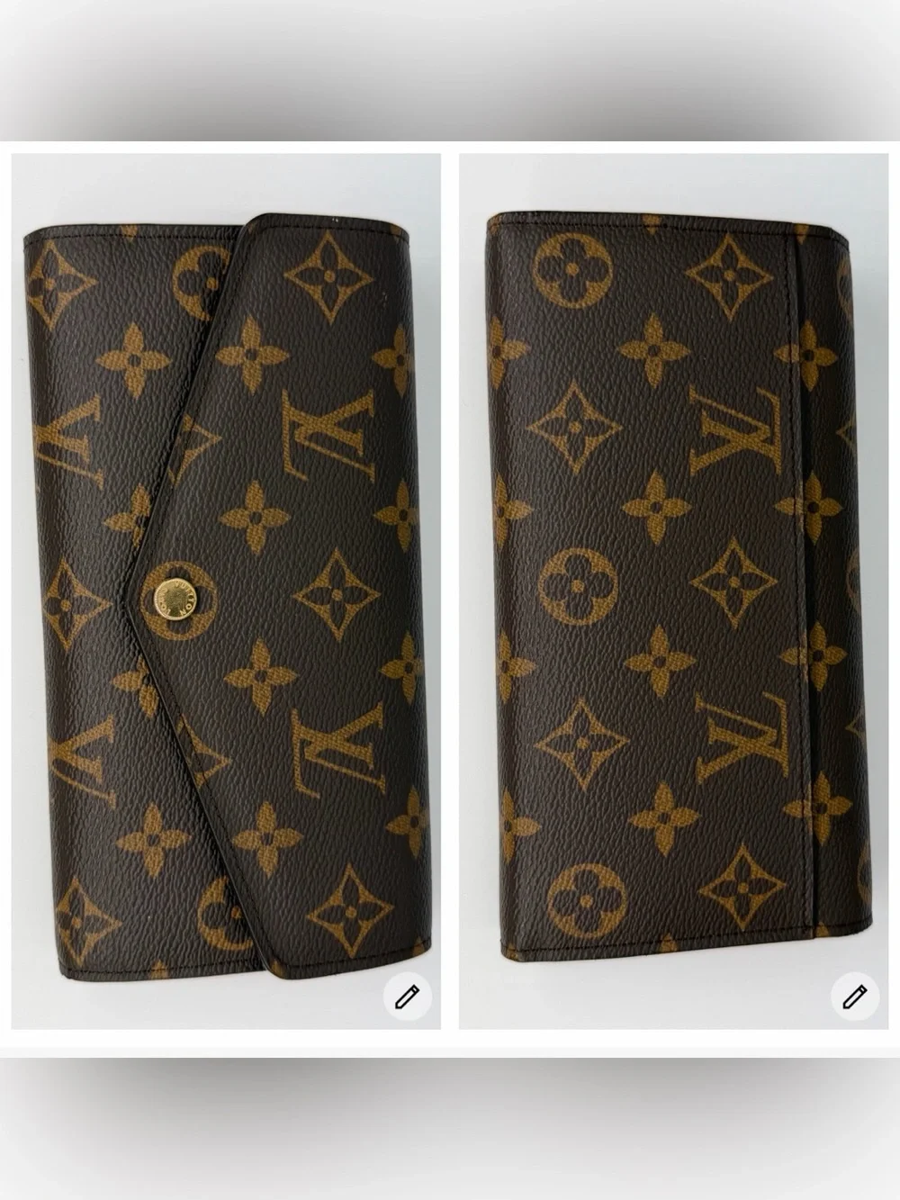 LV Sarah Monogram Canvas w/Pink interior Wallet Full Set w/Box Dust Bag and COA - Picture 7 of 10